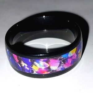 Black Opal Inlay Ring sz 8